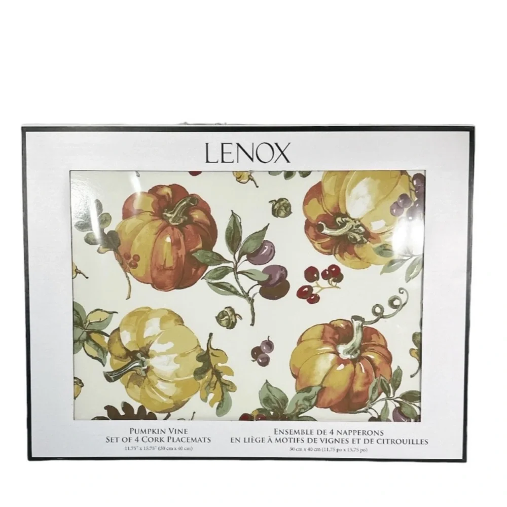 NEW Lenox PUMPKIN VINE Cork Placemats Set/4